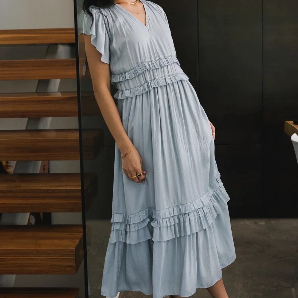 Bohme WILLA RUFFLE DRESS IN LIGHT BLUE (size S)
